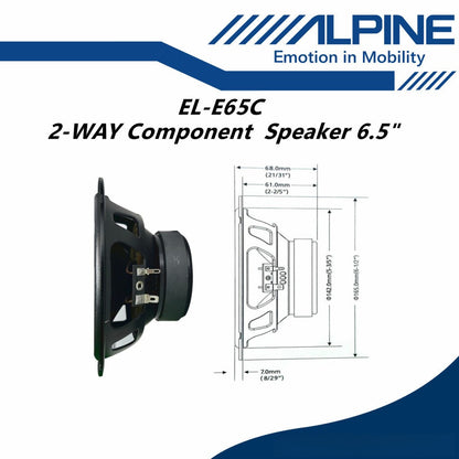Alpine 6.5" E Series 2 Way Component Speaker Set EL-E65C