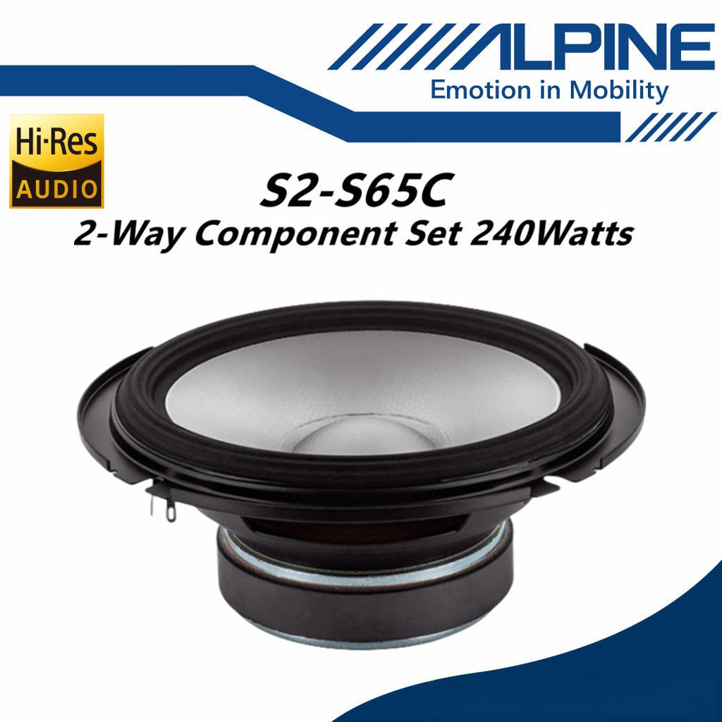 Alpine Package 2 Way 6.5" Component Speaker With Active Sub Woofer Underseat Subwoofer S2-S65C + PWE-M770