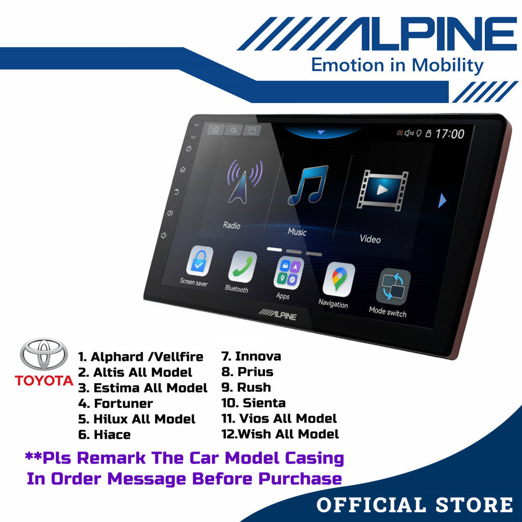 Alpine 2+32GB Car Android player 9" Or 10" Original Version Android 12 Ply For Toyota Honda Proton Perodua iNE-AW409S