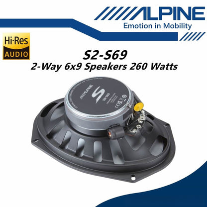 Alpine S-Series Hi-Res 2 Way Coaxial Car Speaker (6 x 9") S2-S69