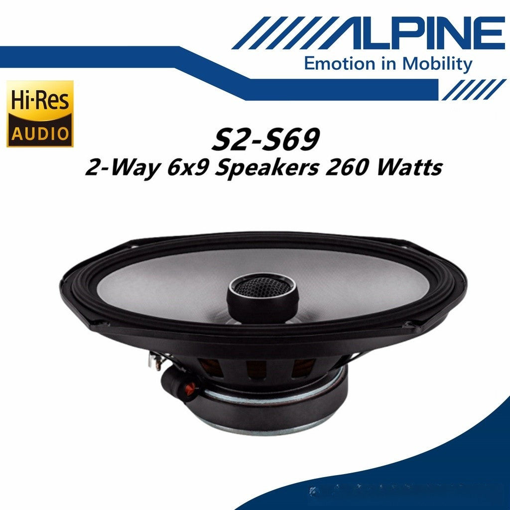 Alpine S-Series Hi-Res 2 Way Coaxial Car Speaker (6 x 9") S2-S69