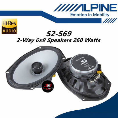 Alpine S-Series Hi-Res 2 Way Coaxial Car Speaker (6 x 9") S2-S69
