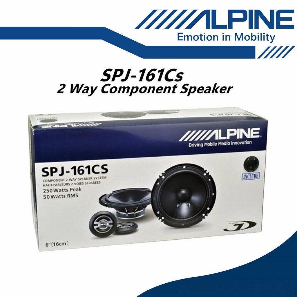 Alpine 2 Way Component Set Car Speaker With Tweeter (6"/250W) SPJ-161CS