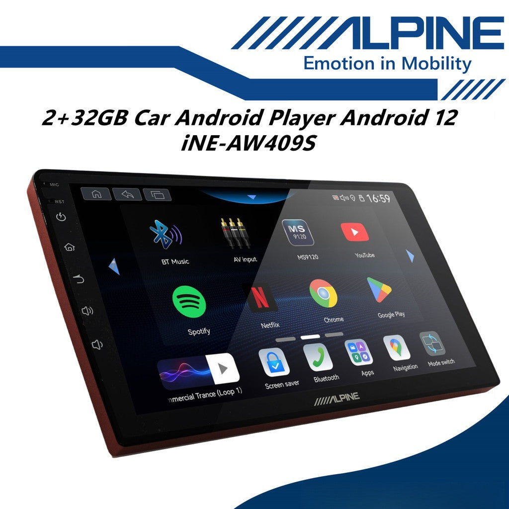 Alpine 2+32GB Car Android player 9" Or 10" Original Version Android 12 Ply For Toyota Honda Proton Perodua iNE-AW409S