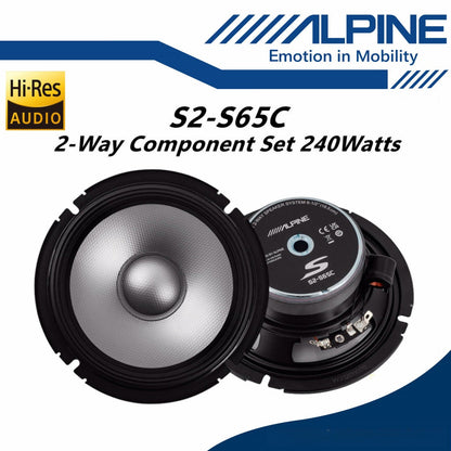 Alpine Package Set 2 Way Component 6.5" Speaker With 4 Channel DSP Digital Signal Processor S2-S65C + PXE-M60-4