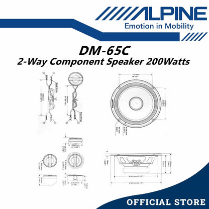 Alpine M Series 2 Way Component Car Speaker Set With Tweeter (200W/6.5") DM-65C