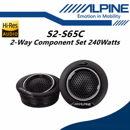 Alpine S2 Series Package 2 Way Component Speaker and 2 Way Coaxial Speaker Set S2-S65C and S2-S65