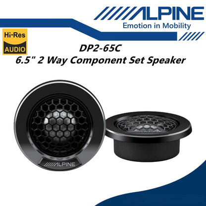 Alpine 2 Way 6.5" Hi-Res Component Set Car Speaker With Crossover n Tweeter DP2-65C