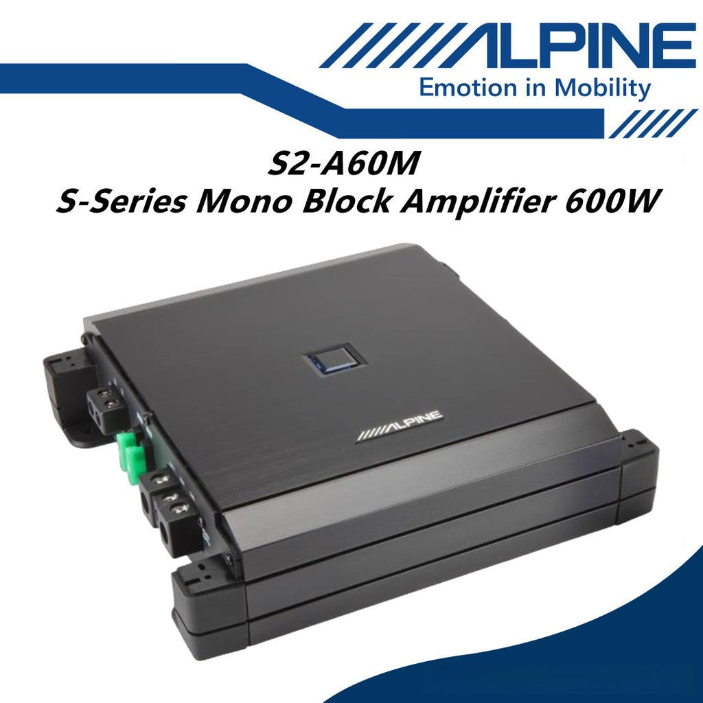 Alpine S Series Class D Mono Block Subwoofer Amplifier 600 Watts Monoblock Amp S2-A60M