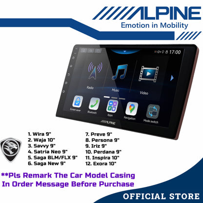 Alpine 2+32GB Car Android player 9" Or 10" Original Version Android 12 Ply For Toyota Honda Proton Perodua iNE-AW409S