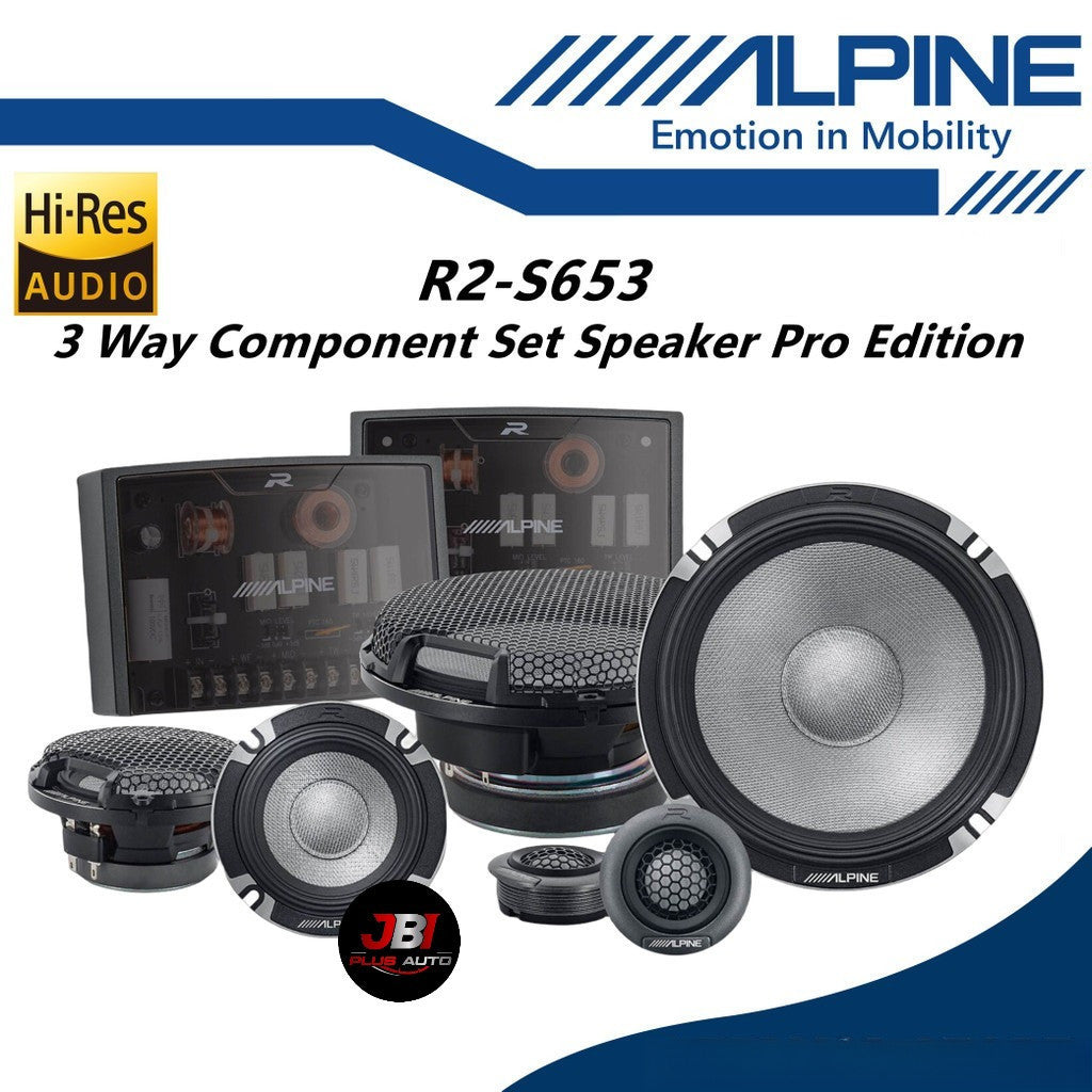 Alpine R-Series 6.5" Hi-Res Pro 3 Way Component Car Speaker Set R2-S653