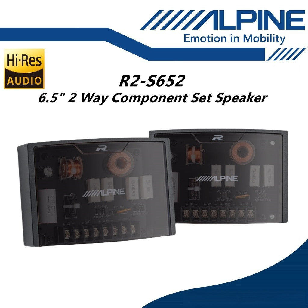 Alpine R-Series Pro 6.5" Hi-Res 2 Way Component Car Speaker Set R2-S652