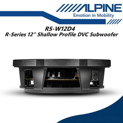 Alpine 12 inch R-Series Shallow Subwoofer with Dual 4-Ohm Voice Coils 12" Sub Woofer RS-W12D4
