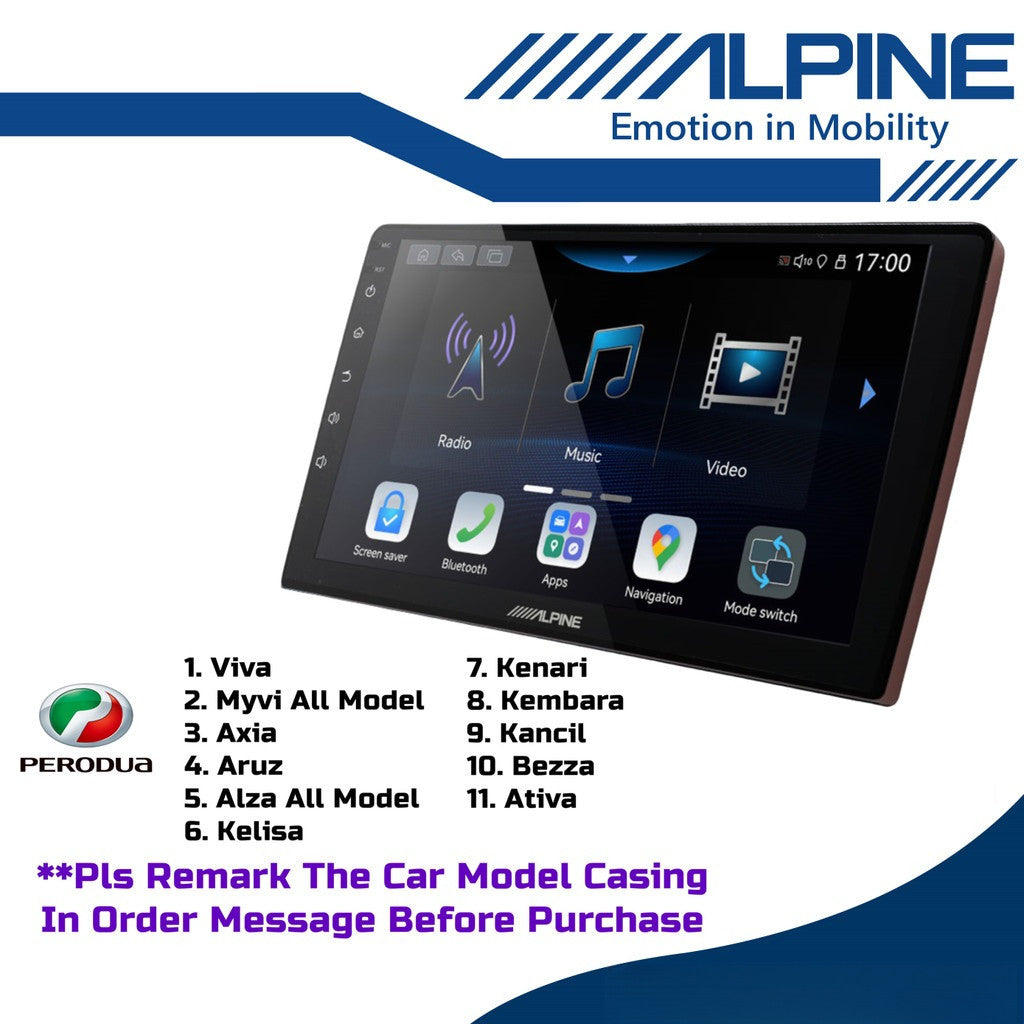 Alpine 2+32GB Car Android player 9" Or 10" Original Version Android 12 Ply For Toyota Honda Proton Perodua iNE-AW409S