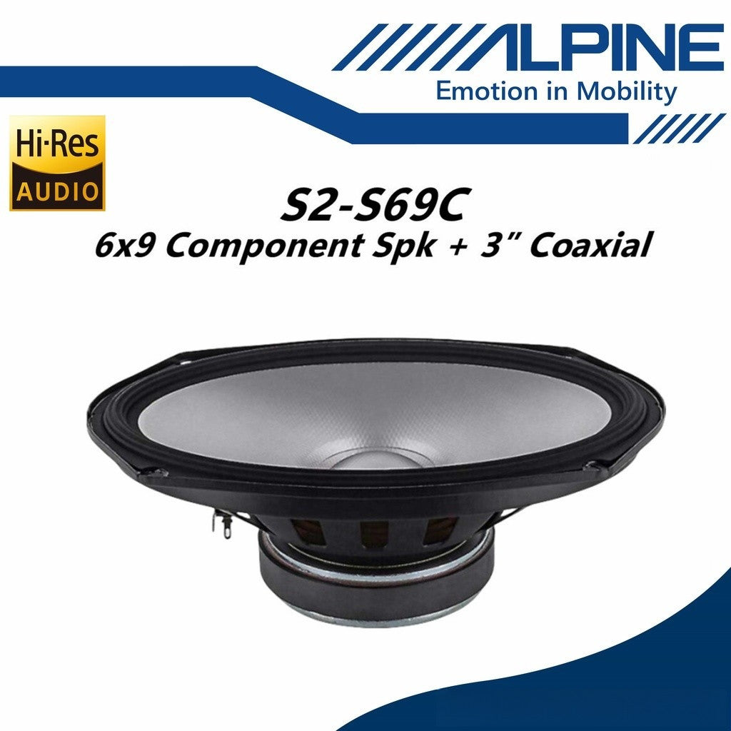 Alpine 6x9 Component Speaker With Coaxial Set Hi-Res Audio Component Speaker System (3") S2-S69C