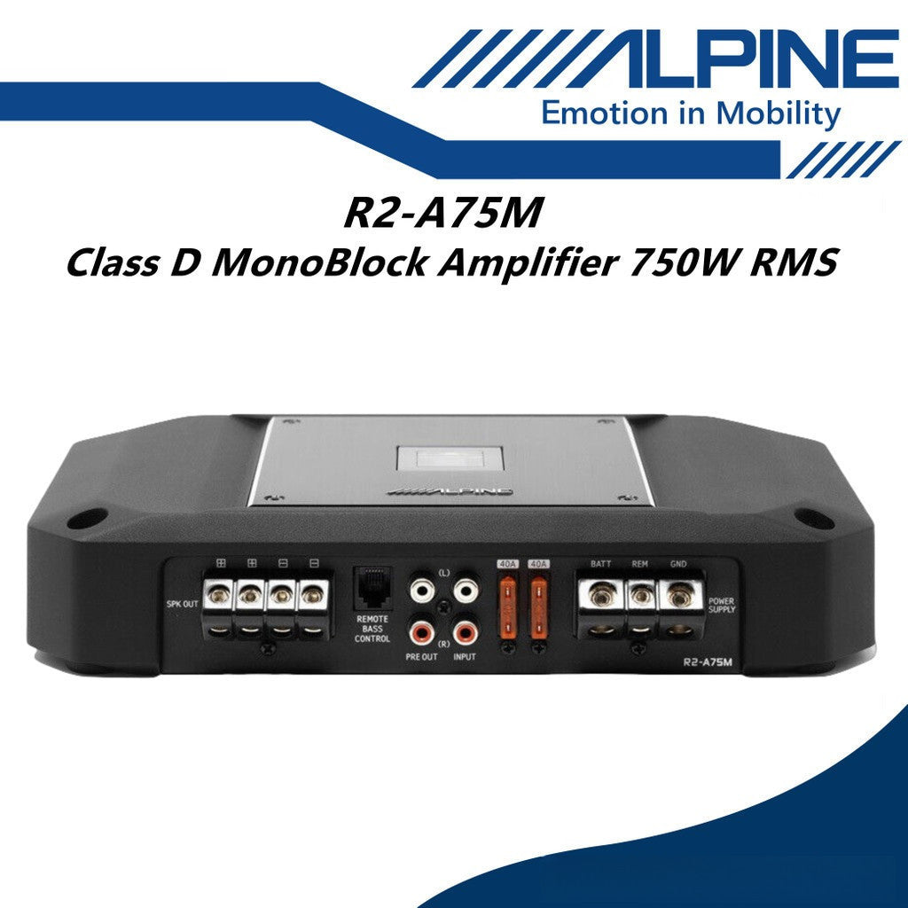 Alpine Class D Mono Block Car Amplifier 750W RMS Monoblock Amp R2-A75M