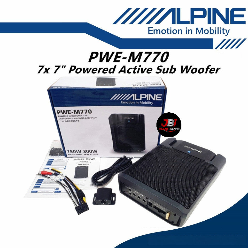 Alpine Underseat Active Powered Subwoofer (300W/7x7") PWE-M770