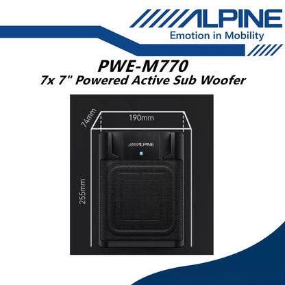 Alpine Underseat Active Powered Subwoofer (300W/7x7") PWE-M770