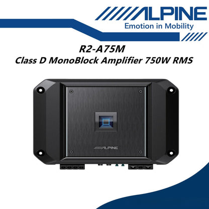 Alpine Class D Mono Block Car Amplifier 750W RMS Monoblock Amp R2-A75M
