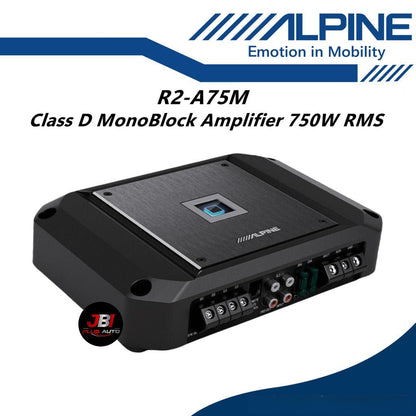 Alpine Class D Mono Block Car Amplifier 750W RMS Monoblock Amp R2-A75M
