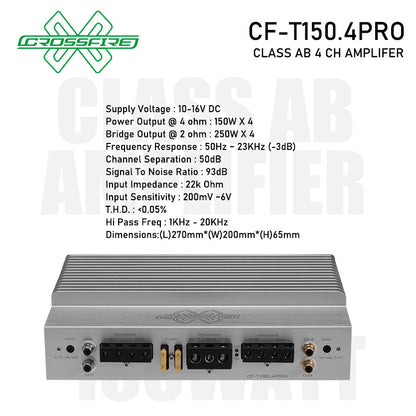 CROSSFIRE Class AB 4 Channel Amplifier CF-T150.4PRO