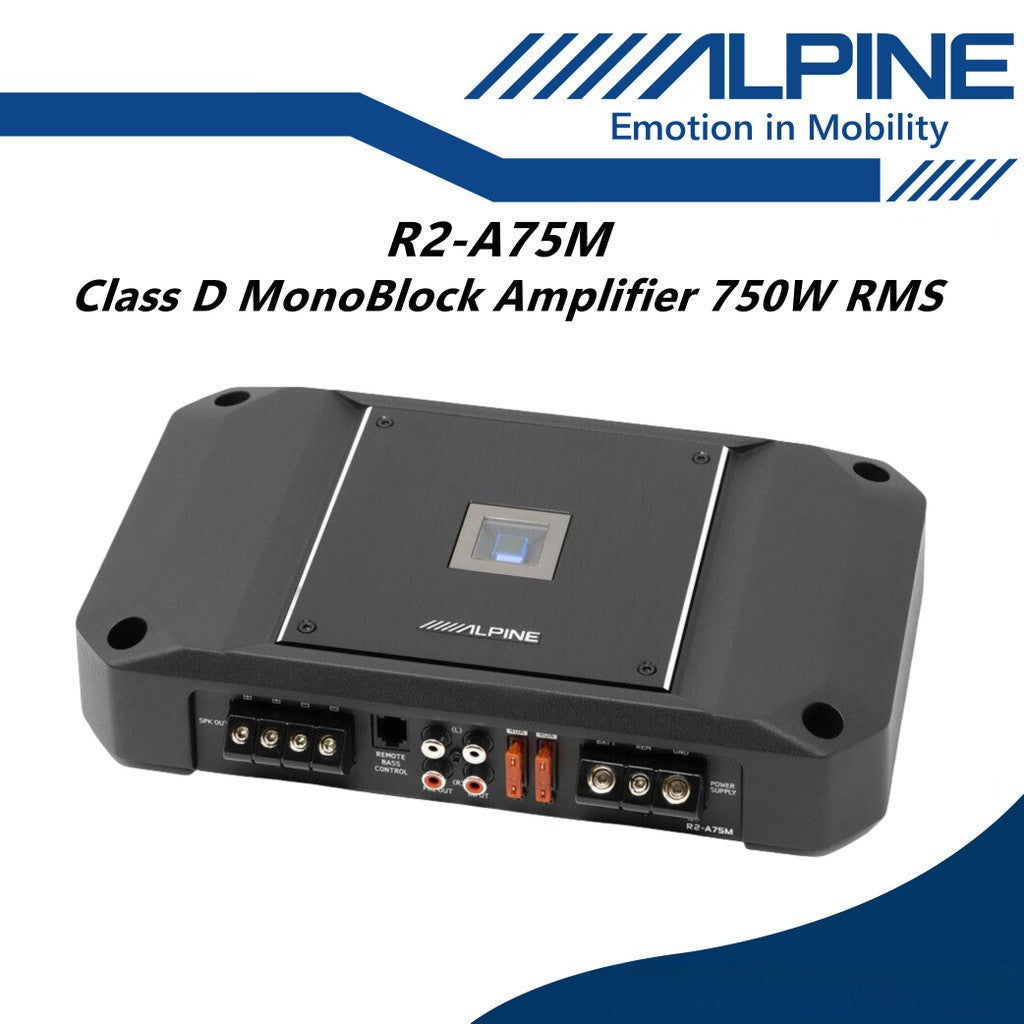 Alpine Class D Mono Block Car Amplifier 750W RMS Monoblock Amp R2-A75M