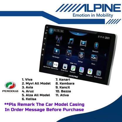 Alpine 8+256GB Car Android player 9" Or 10" Ply For Toyota Honda Proton Perodua iNE-AX809