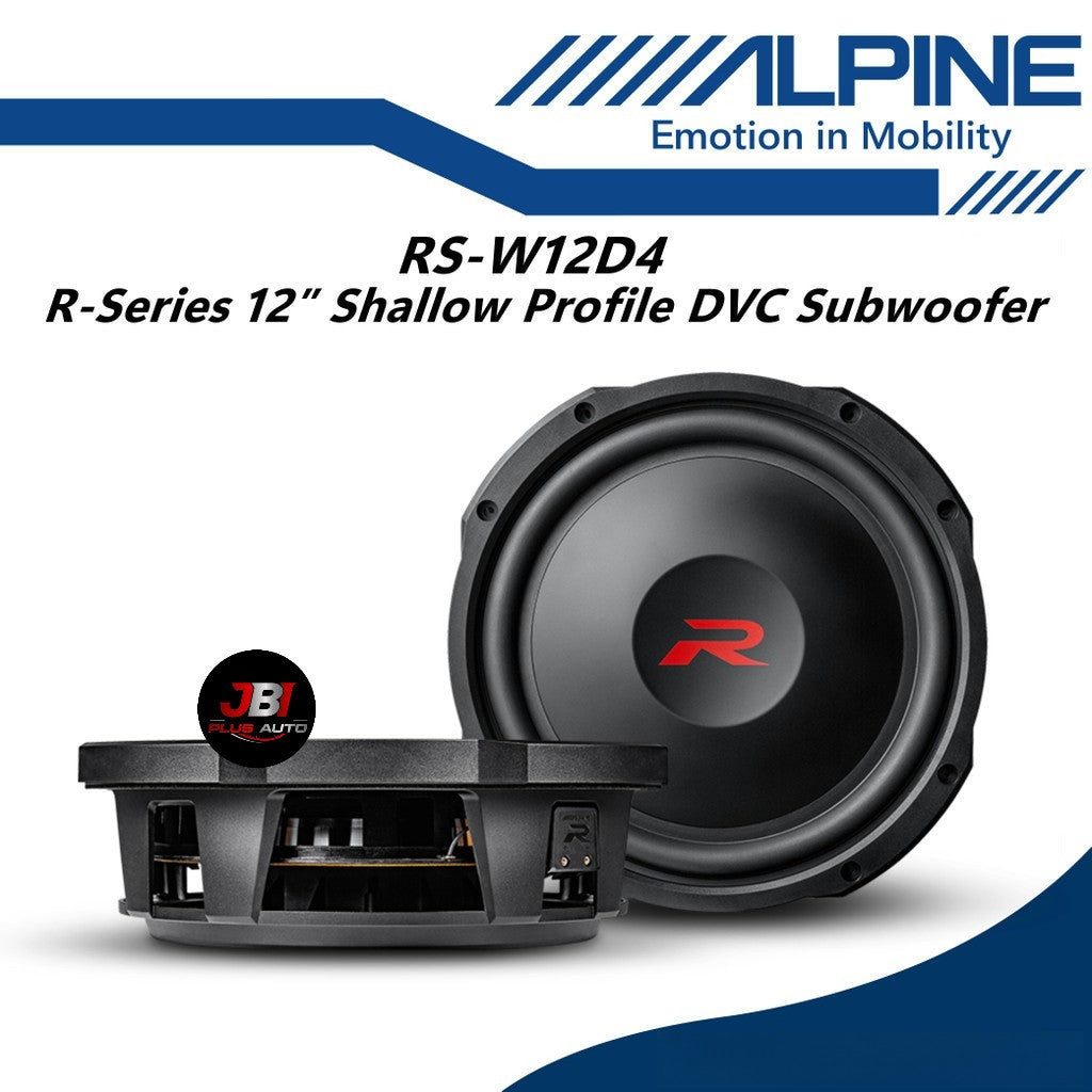Alpine 12 inch R-Series Shallow Subwoofer with Dual 4-Ohm Voice Coils 12" Sub Woofer RS-W12D4