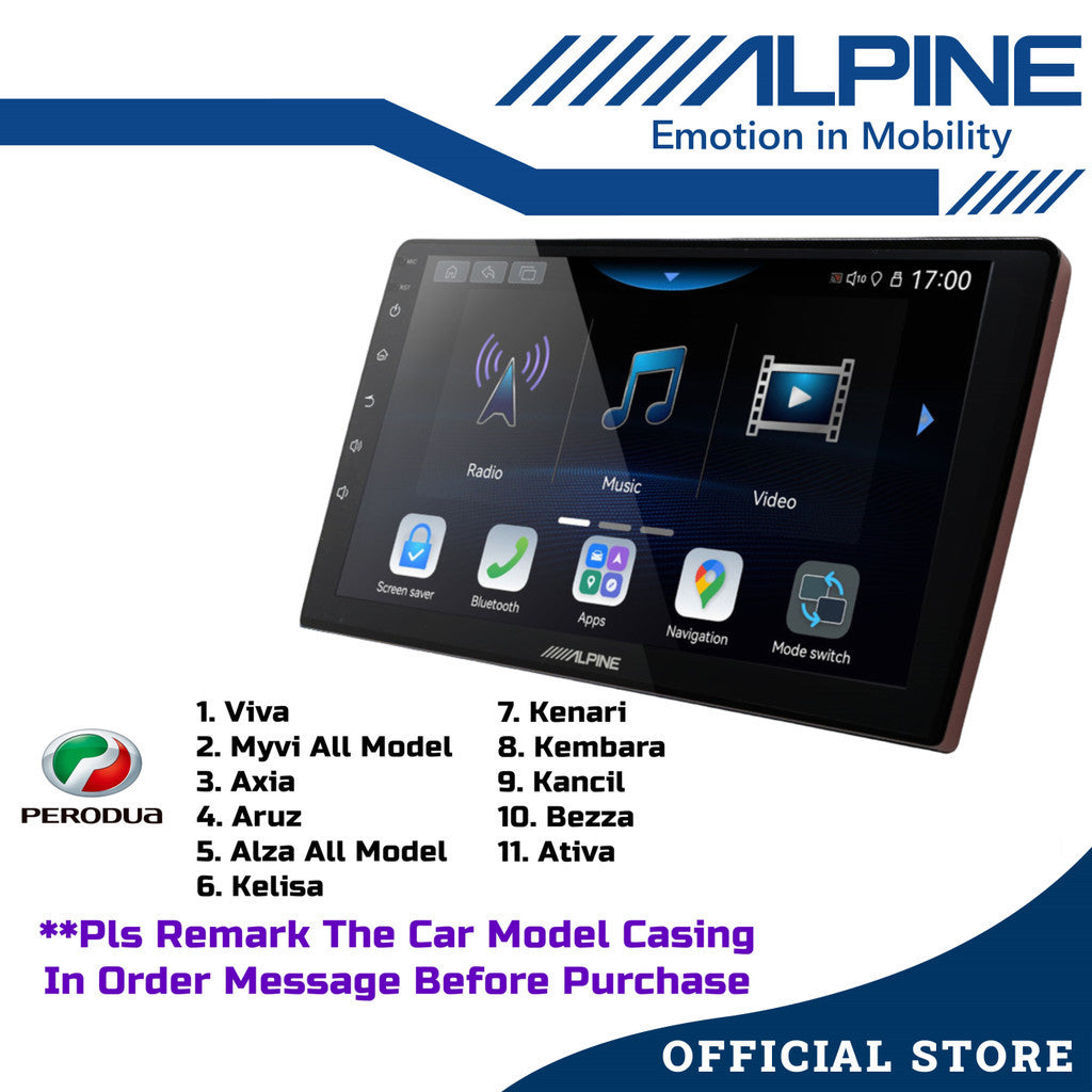Alpine 2+32GB Car Android player 9" Or 10" Original Version Android 12 Ply For Toyota Honda Proton Perodua iNE-AW409S