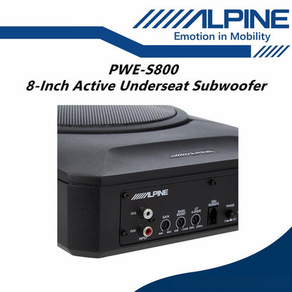 Alpine 8" Active Car Underseat Subwoofer Slim & Compact Active Sub Woofer PWE-S800