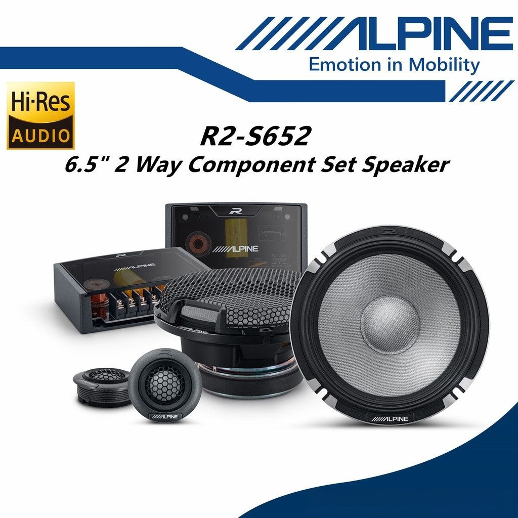 Alpine R-Series Pro 6.5" Hi-Res 2 Way Component Car Speaker Set R2-S652