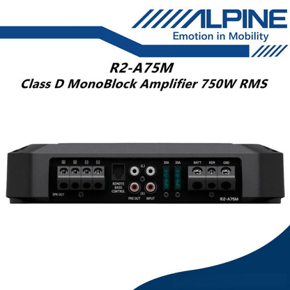Alpine Class D Mono Block Car Amplifier 750W RMS Monoblock Amp R2-A75M