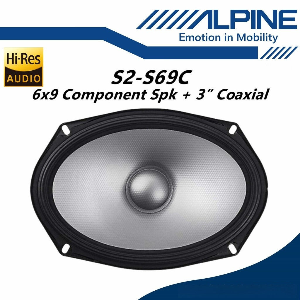 Alpine 6x9 Component Speaker With Coaxial Set Hi-Res Audio Component Speaker System (3") S2-S69C