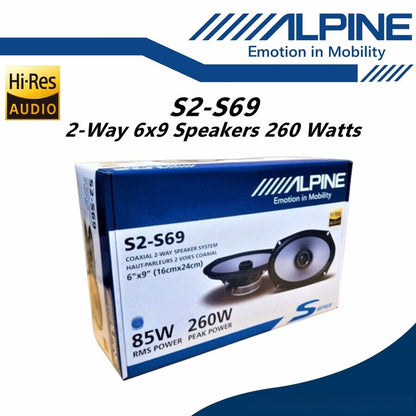Alpine S-Series Hi-Res 2 Way Coaxial Car Speaker (6 x 9") S2-S69
