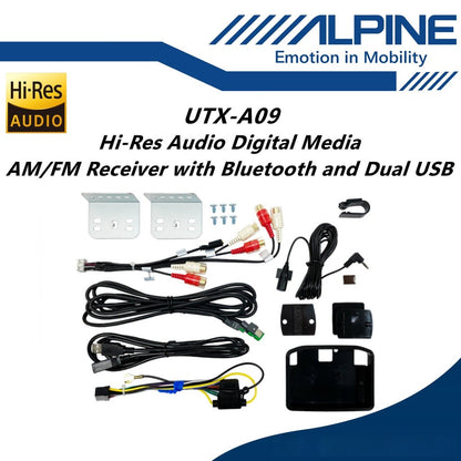 Alpine HI-RES Audio Car Digital Media AM/FM Receiver With  Bluetooth And DUAL USB UTX-A09