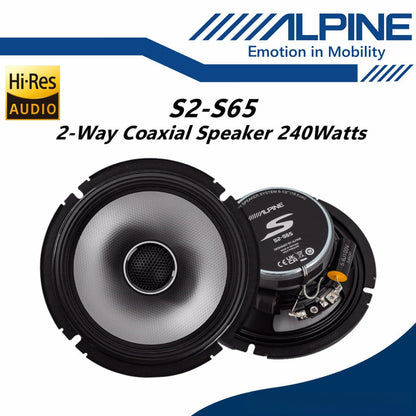 Alpine S2 Series Package 2 Way Component Speaker and 2 Way Coaxial Speaker Set S2-S65C and S2-S65
