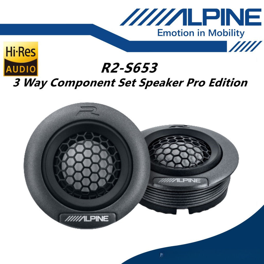 Alpine R-Series 6.5" Hi-Res Pro 3 Way Component Car Speaker Set R2-S653