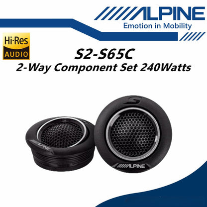 Alpine Package 2 Way 6.5" Component Speaker With Active Sub Woofer Underseat Subwoofer S2-S65C + PWE-M770