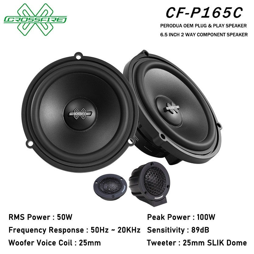 CROSSFIRE OEM 6.5 INCH 2 Way Component Speaker P165C For Perodua Plug & Play
