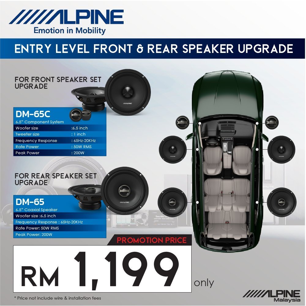 Alpine Package Deal DM Series 6.5" Component Set Car Speaker and 6.5" Coaxial Speaker Spk DM-65C + DM-65