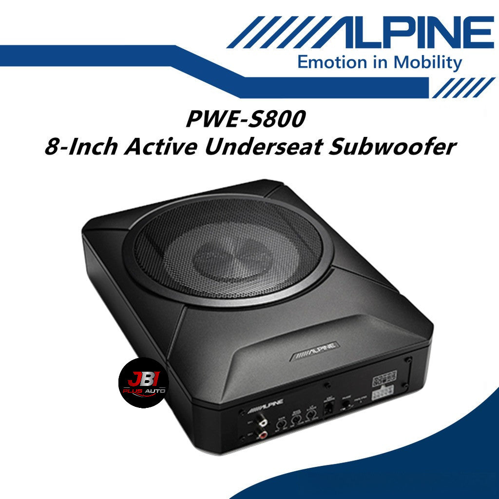 Alpine 8" Active Car Underseat Subwoofer Slim & Compact Active Sub Woofer PWE-S800