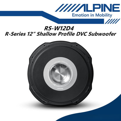 Alpine 12 inch R-Series Shallow Subwoofer with Dual 4-Ohm Voice Coils 12" Sub Woofer RS-W12D4