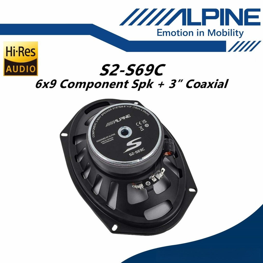 Alpine 6x9 Component Speaker With Coaxial Set Hi-Res Audio Component Speaker System (3") S2-S69C