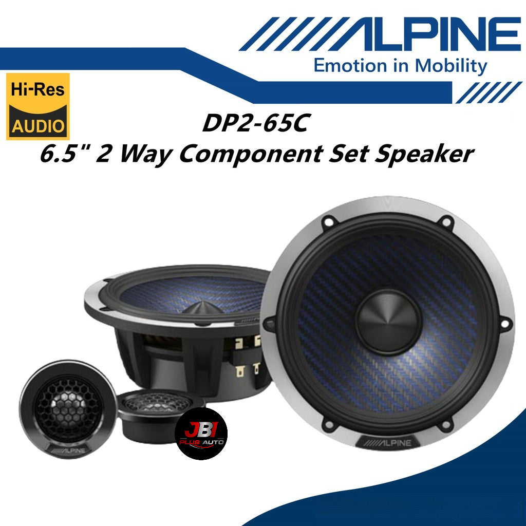 Alpine 2 Way 6.5" Hi-Res Component Set Car Speaker With Crossover n Tweeter DP2-65C