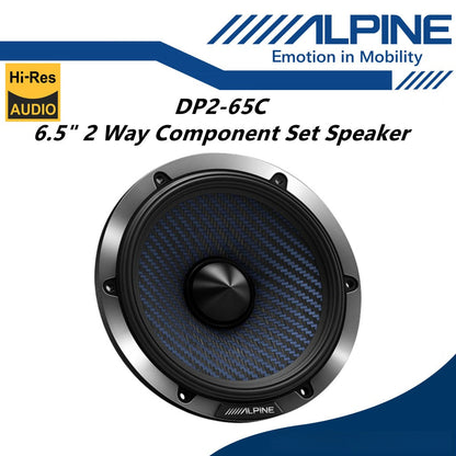Alpine 2 Way 6.5" Hi-Res Component Set Car Speaker With Crossover n Tweeter DP2-65C