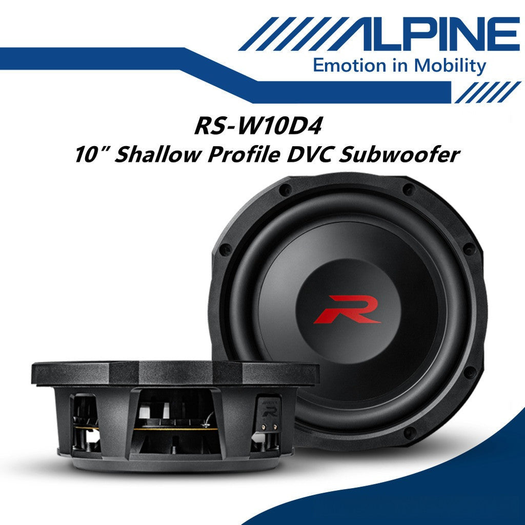 Alpine 10" Subwoofer Shallow-Mount Woofer 1800W Peak Power RS-W10D4