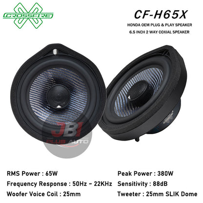 CROSSFIRE OEM 2 Way Coxial Speaker H65X For Honda Plug & Play