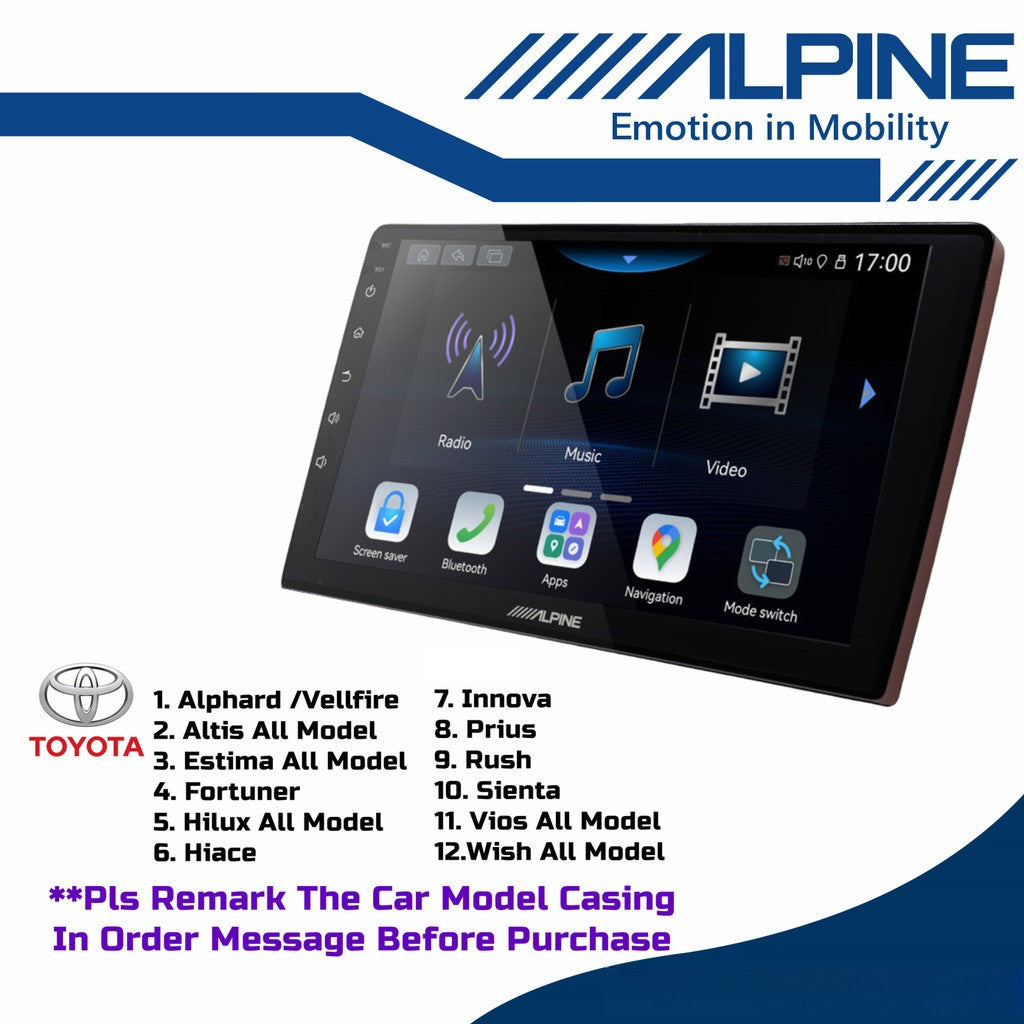 Alpine 2+32GB Car Android player 9" Or 10" Original Version Android 12 Ply For Toyota Honda Proton Perodua iNE-AW409S