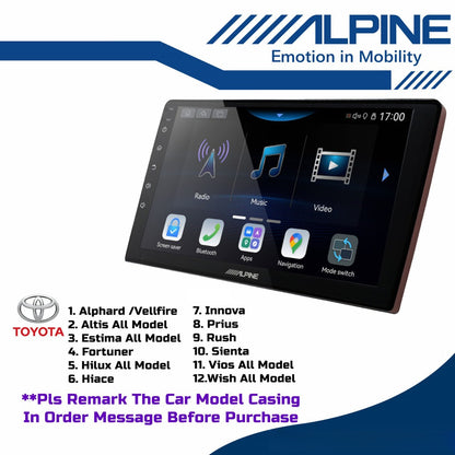Alpine 2+32GB Car Android player 9" Or 10" Original Version Android 12 Ply For Toyota Honda Proton Perodua iNE-AW409S