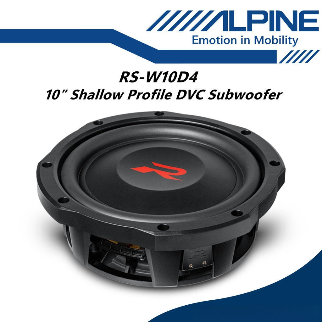 Alpine 10" Subwoofer Shallow-Mount Woofer 1800W Peak Power RS-W10D4